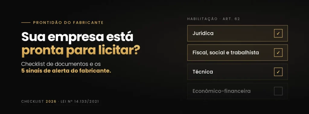 Capa do checklist de documentos para licitação do fabricante